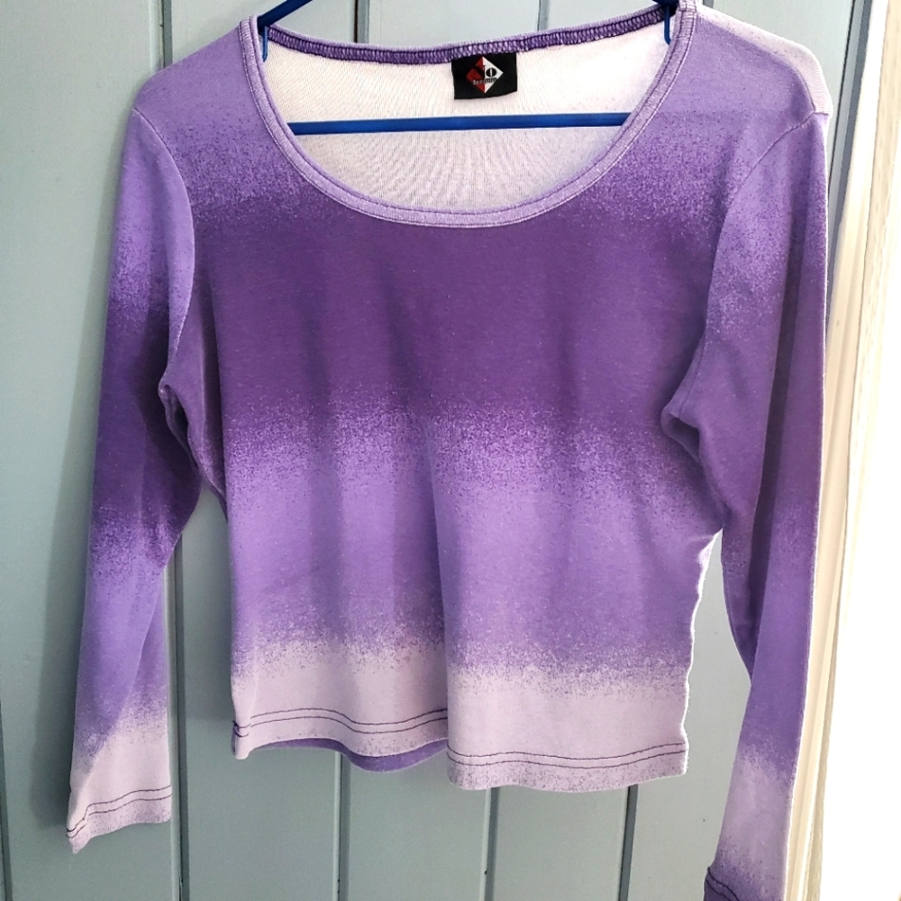 No Boundaries vintage y2k purple & white ombre slight crop long sleeve tshirt